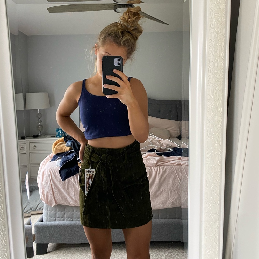 Tie corduroy skirt